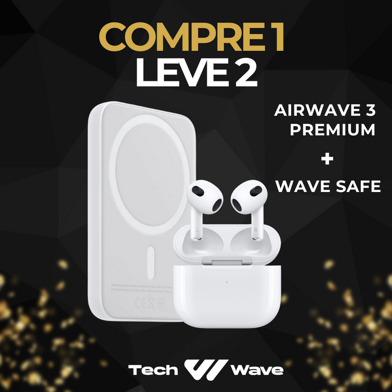 Combo Fone AirWave + Carregador WaveSafe Compre 1 leve 2